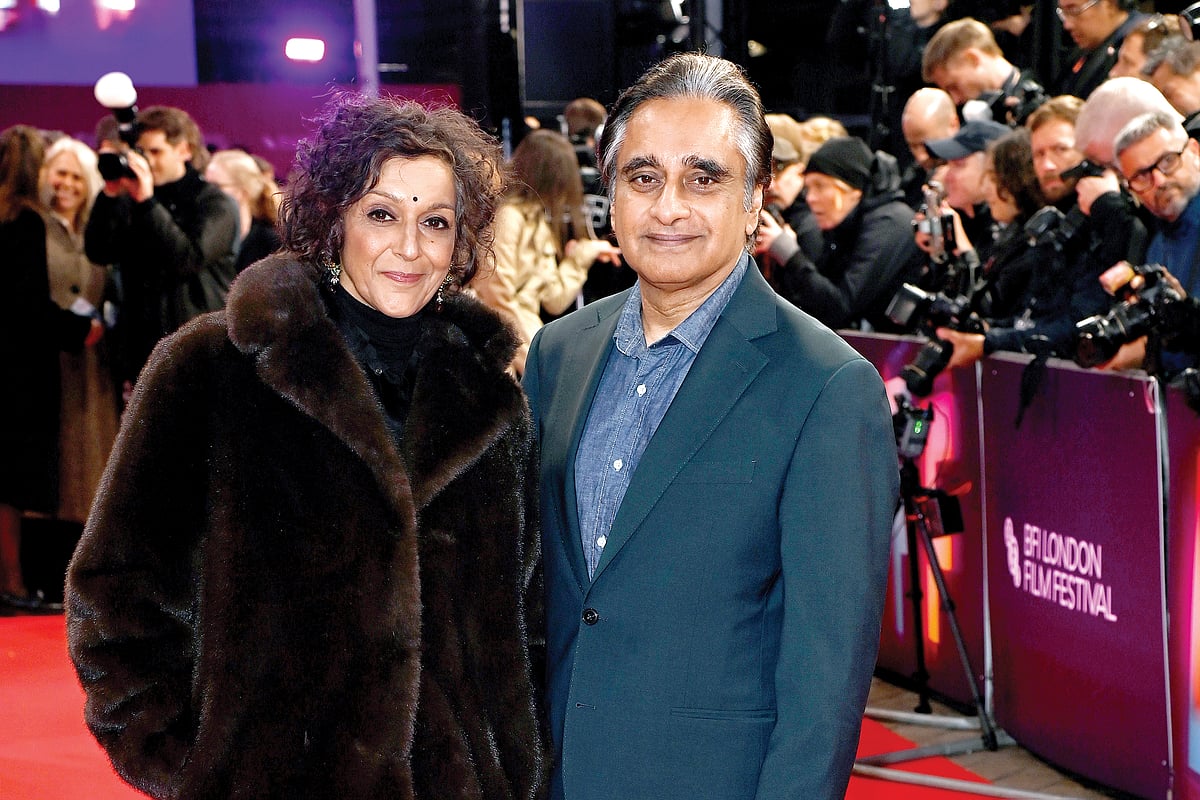 Dame Meera Syal with husband Sanjeev Bhaskar