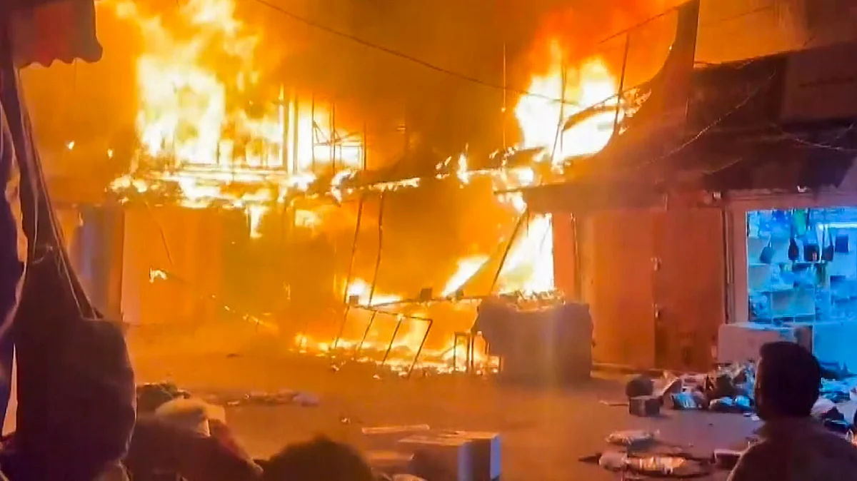 Fire at Shiv Market near Jammu Railway Station
