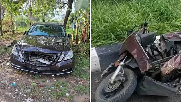 The damaged vehicles in Cheranalloor.