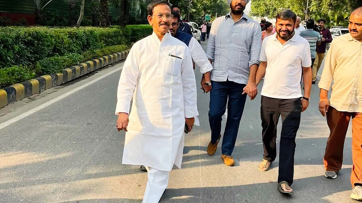 Subhankar Sarkar (L) with Kanhaiya Kumar in Delhi earlier this month