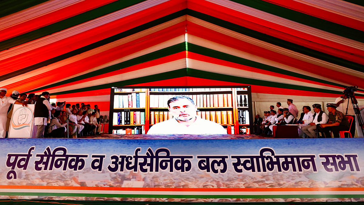Rahul Gandhi addresses the gathering via video conferencing