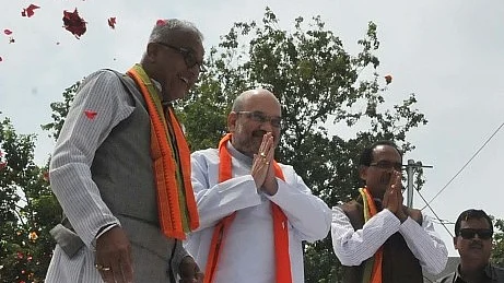 बीजेपी अध्यक्ष अमित शाह और मध्य प्रदेश के मुख्यमंत्री शिवराज  सिंह चौहान/ फोटो: Getty Images