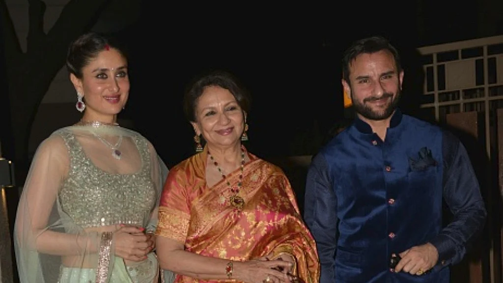 अपने बेटे सैफ अली खान और बहु करीना कपूर के साथ शर्मिला टैगार/ फोटो: Getty Images