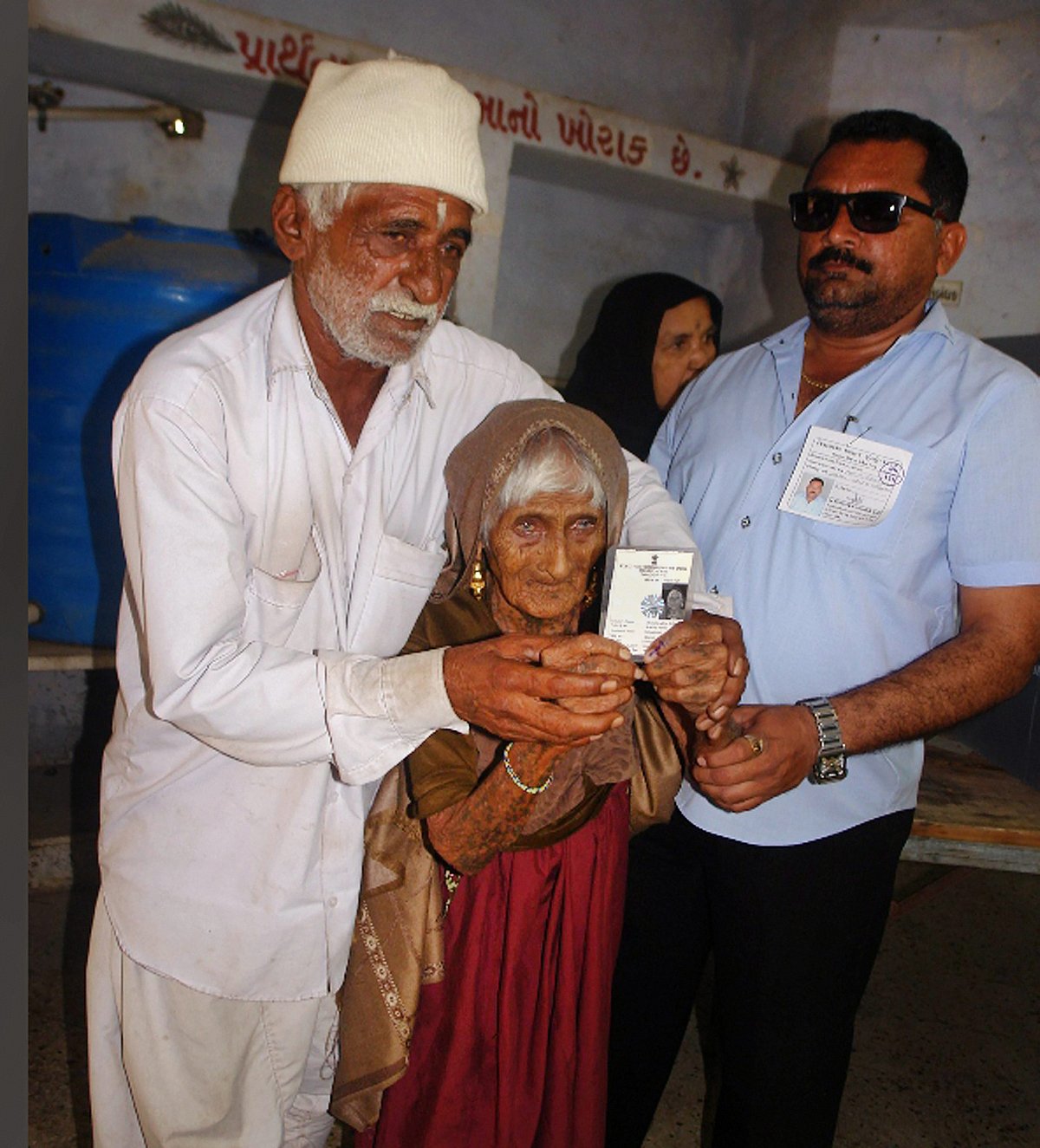 126 years old after casting her vote in Gujrat Assembly.&nbsp; pti