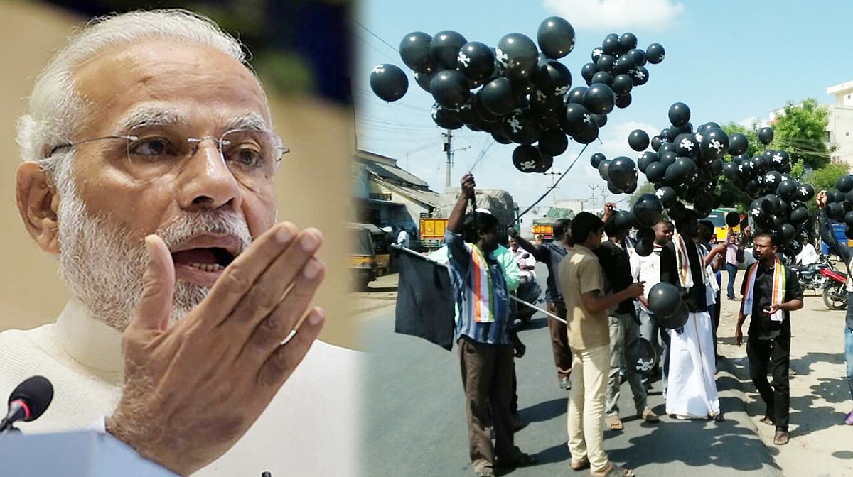 कावेरी जल विवाद: चेन्नई पहुंचे पीएम को प्रदर्शनकारियों ने दिखाए काले झंडे, #GoBackModi को कराया ट्रेंड