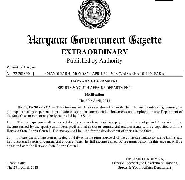 खिलाड़ियों के विरोध के बाद हरियाणा सरकार का यू-टर्न, कमाई का हिस्सा मांगने के आदेश पर लगाई रोक