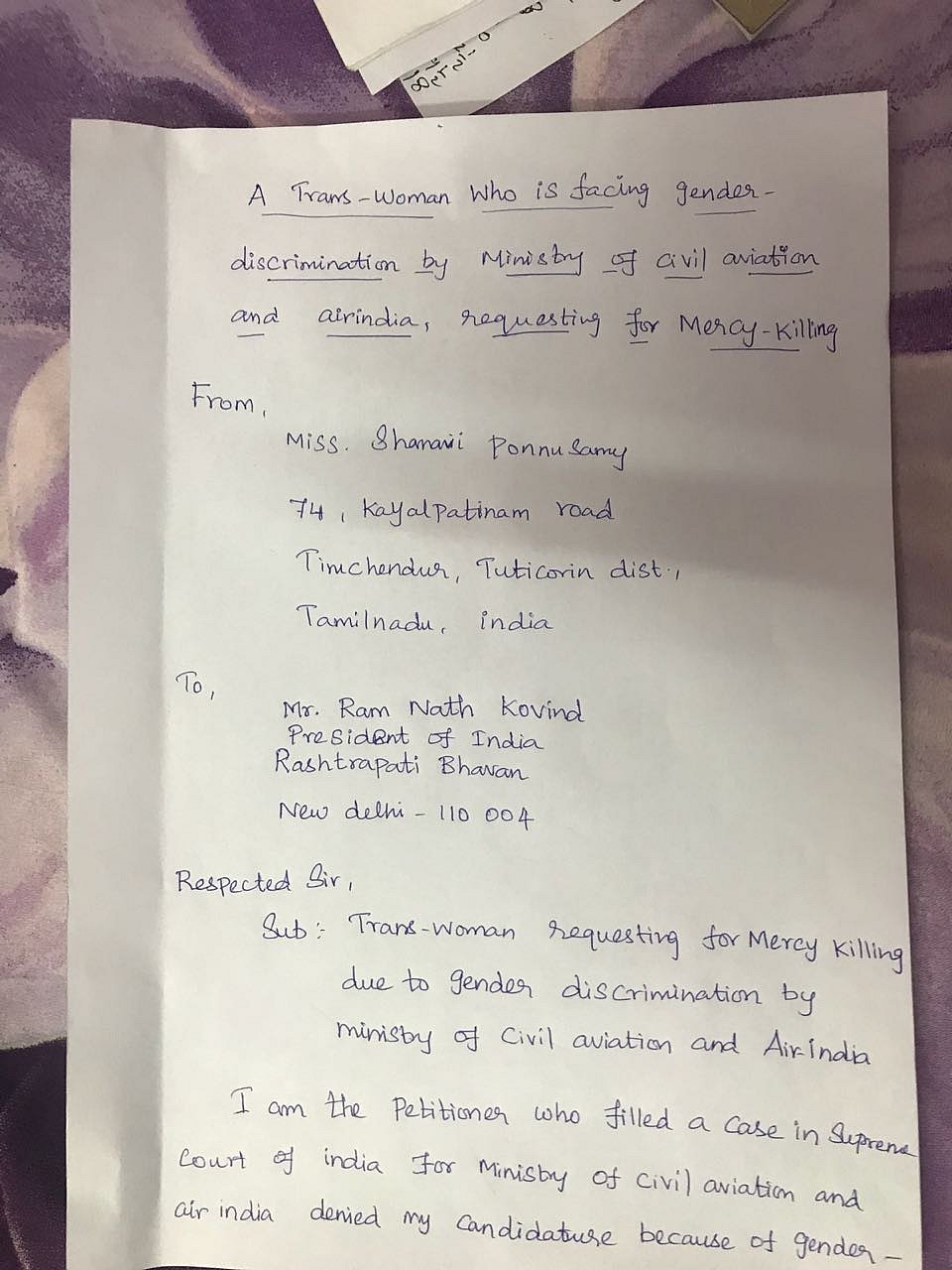 ट्रांसजेंडर महिलाओं के हकों के लिए नहीं सामने आये प्रधानमंत्री: शानवी पन्नसामी