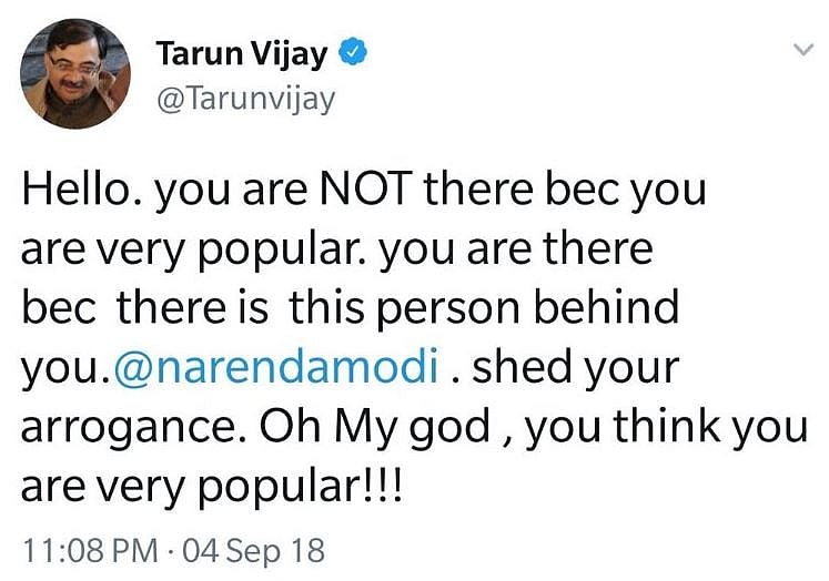 बीजेपी के पूर्व सांसद तरुण विजय ने की राहुल की तारीफ, पीएम मोदी पर साधा निशाना, बाद में बयान से पलटे