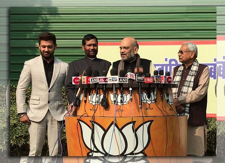 बिहार में नीतीश-पासवान के आगे झुकी बीजेपी, लोकसभा चुनाव में जेडीयू को 17, एलजेपी को दी 6 सीटें