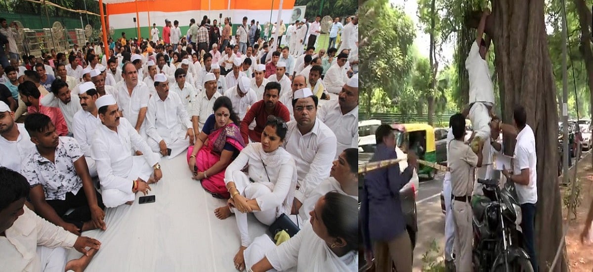 राहुल गांधी को मनाने के लिए धरने पर बैठे कांग्रेस कार्यकर्ता, एक ने की फांसी लगाने की कोशिश