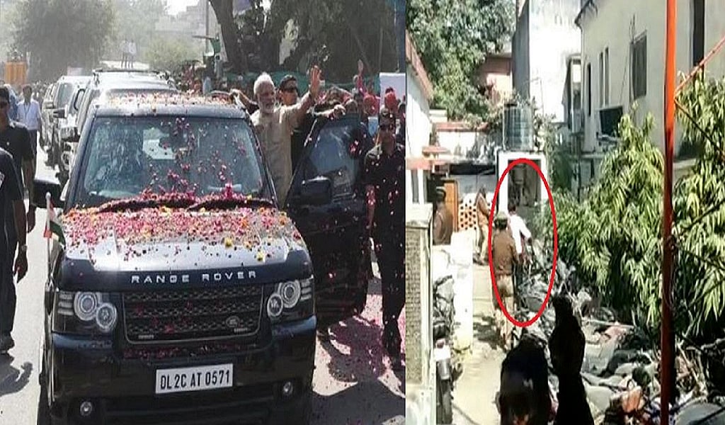 वाराणसी में पीएम मोदी का विरोध, दिखाया गया काला झंडा, विरोध करने वाले को पुलिस ने हिरासत में लिया