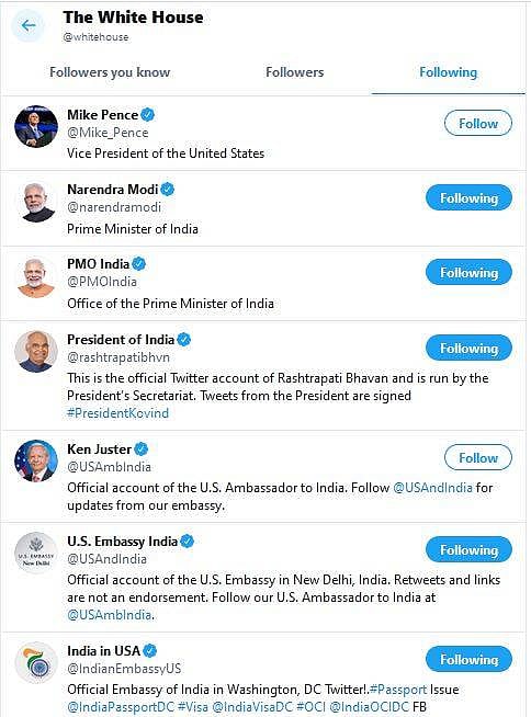 व्हाइट हाउस ने पहले मोदी समेत इन लोगों को किया था फॉलो