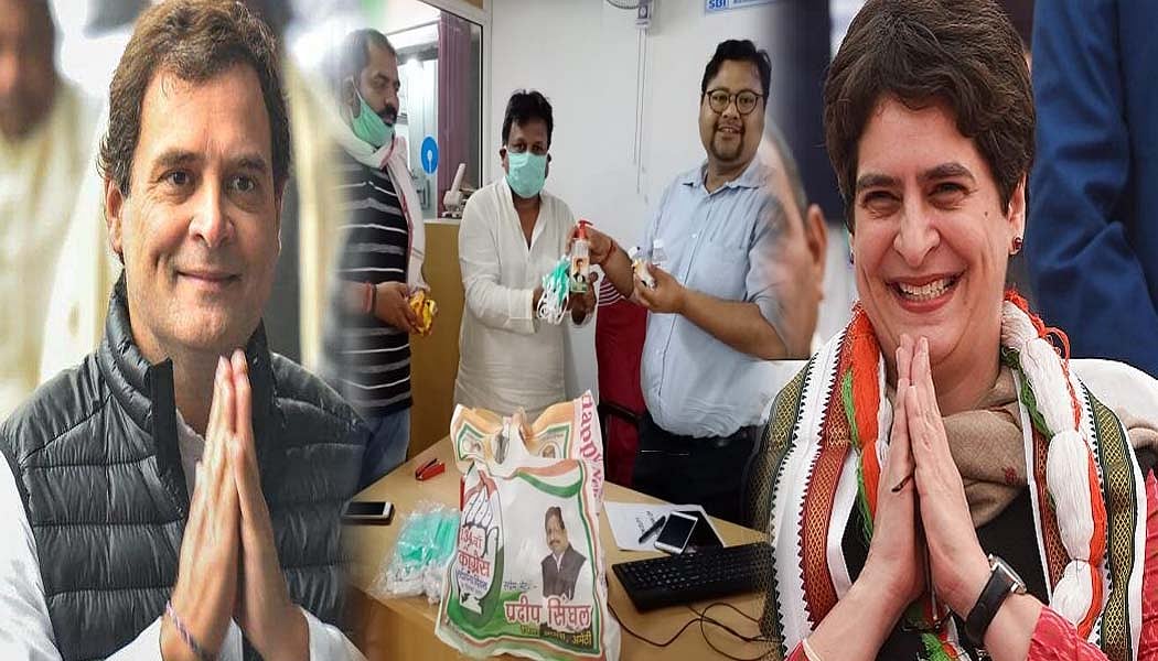 कोरोना संकट के बीच मदद के लिए आगे आए राहुल-प्रियंका, गेहूं चावल के बाद अब अमेठी में बंटवाए सेनिटाइजर और मास्क