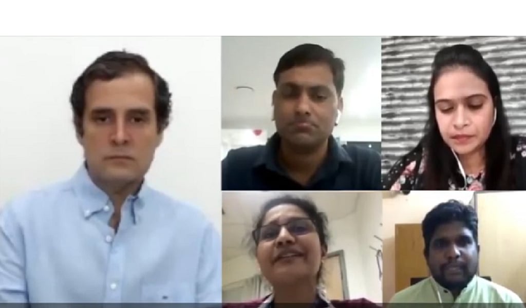राहुल गांधी का नर्सों से संवाद: एक स्वास्थ्य कर्मी ने कहा- काटी जा रही सैलरी, नहीं सुनी जा रही बात