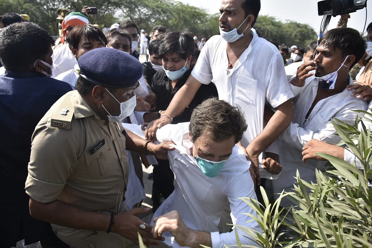 हाथरस जा रहे राहुल गांधी गिरफ्तार, पुलिस ने मारा डंडा, धक्का देकर गिराया, प्रियंका को भी हिरासत में लिया