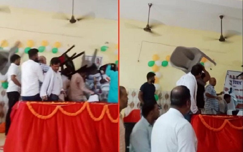 वीडियो में देखें योगी सरकार के मंत्री पुत्र की गुंडई, बैनर पर फोटो नहीं होने पर बीडीओ को जमकर पीटा
