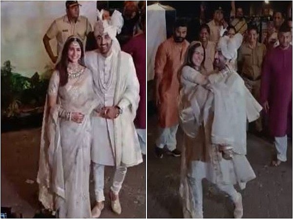 शादी के बाद दूल्हा रणबीर ने आलिया को किया Kiss और अपनी दुल्हनिया को गोद में उठाकर भागे! देखें वीडियो