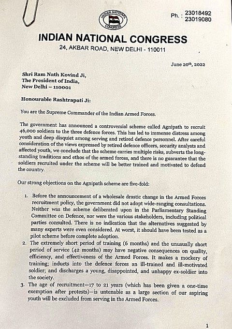 अग्निपथ योजना और ईडी के मुद्दे पर राष्ट्रपति से मिला कांग्रेस का प्रतिनिधिमंडल, सौंपे दो ज्ञापन