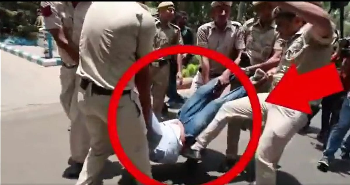 दिल्ली पुलिस का अमानवीय चेहरा! अधिकारी ने IYC अध्यक्ष श्रीनिवास को मारी लात, हिरासत में लिए गए सचिन पायलट, देखें VIDEO