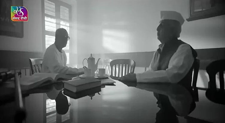वीडियो में पंडित नेहरू और राजाजी के बीच हुए कथित संवाद का दृश्य (फोटो - वीडियो स्क्रीशॉच)