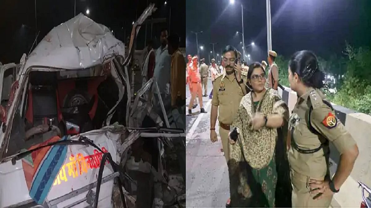 बाराबंकी में हादसे के बाद मौके पर पुलिस।