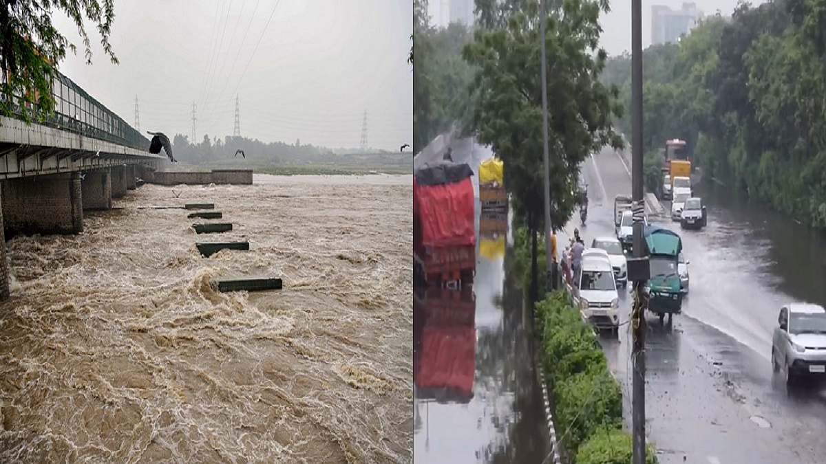 दिल्ली में यमुना नदी का जलस्तर रिकॉर्ड स्तर पर पहुंचा, निचले इलाके डूबे।