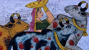 राजस्थान के उदयपुर में बनी एक कलाकृति (फोटो -Getty Images)