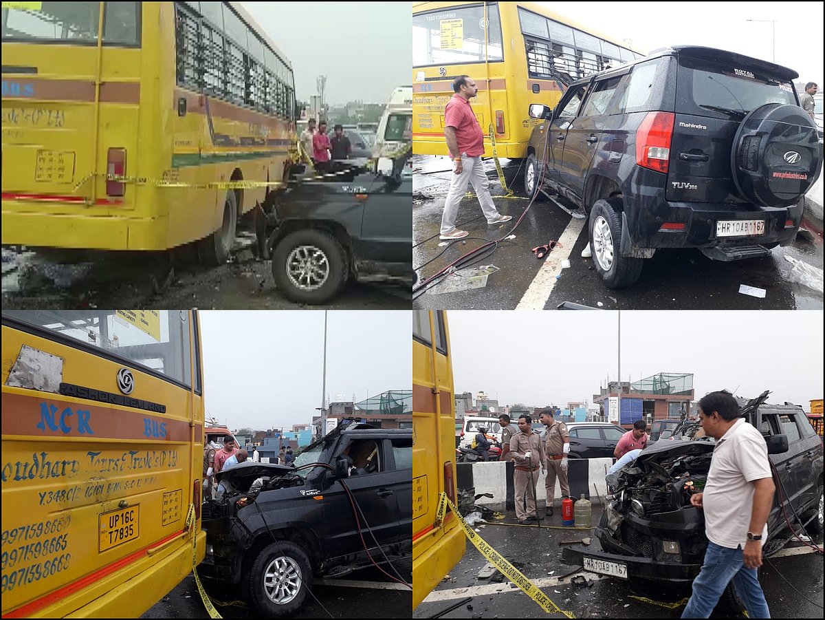 दिल्ली मेरठ एक्सप्रेसवे पर भीषण सड़क हादसा, स्कूल बस से टकराई कार, 6 लोगों की मौत, दो लोग घायल