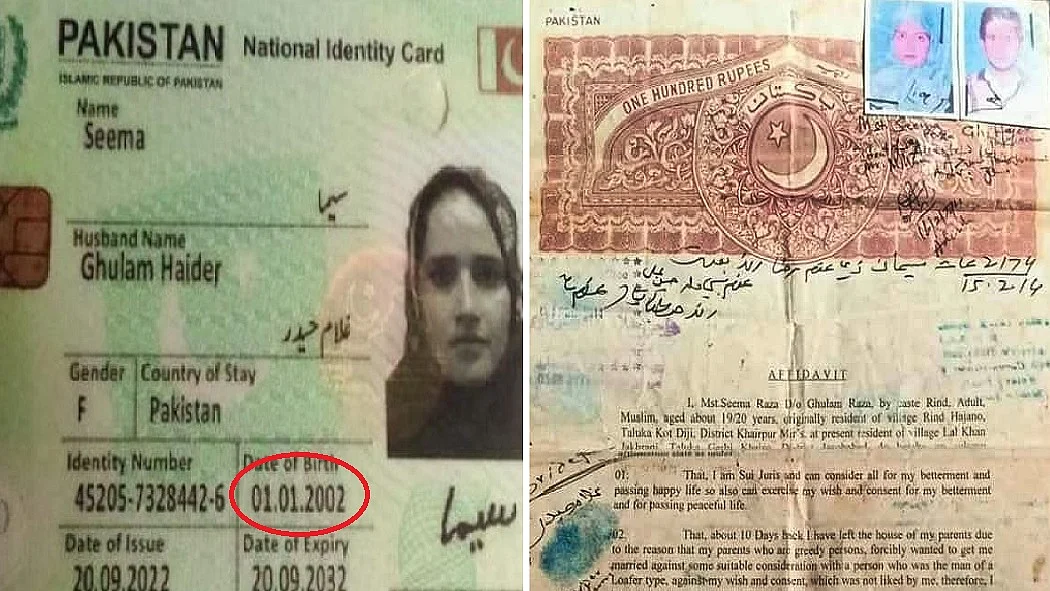 8 साल पुराने हलफनामे में सीमा ने मर्जी से परिवार छोड़ने और गुलाम हैदर से शादी करने की बात कही।