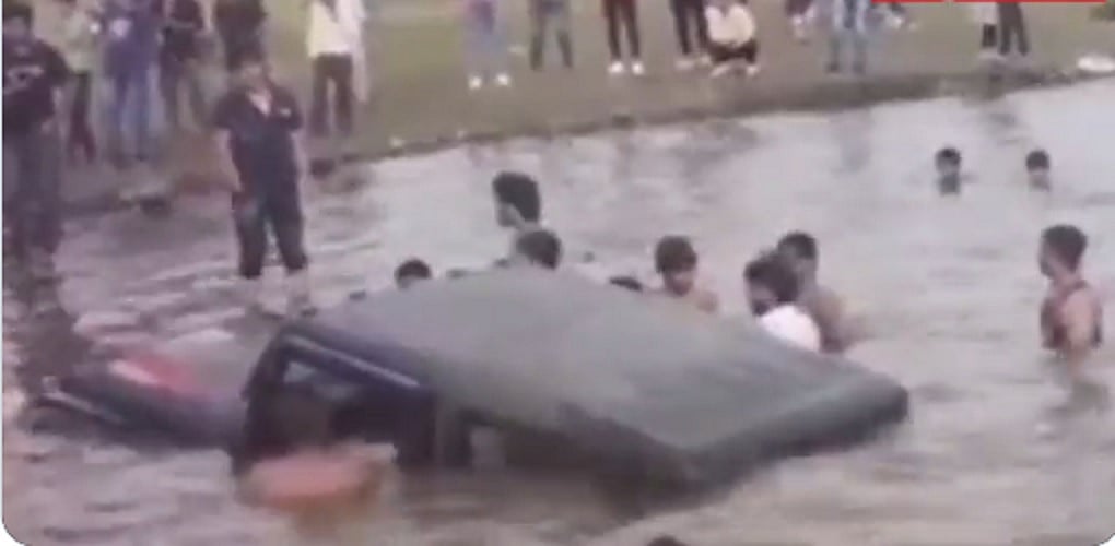 इंदौर में डैम के पास स्टंट करना पड़ा भारी, पानी में गई थार, मुश्किल से बची युवकों की जान