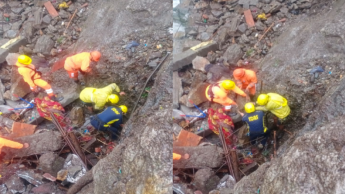 उत्तराखंड के गौरीकुंड में भूस्खलन के बाद दूसरे दिन रेस्क्यू ऑपरेशन जारी।