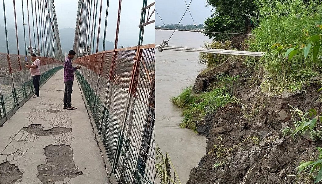 ऋषिकेश में गंगा का रौद्र रूप, रामझूला पुल पर मंडराया खतरा, भू-कटाव के चलते हुआ बंद 