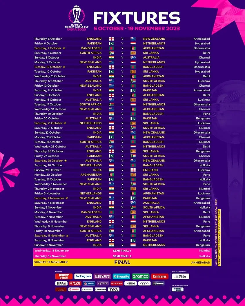 ODI World Cup 2023 का नया शेड्यूल घोषित, 9 मैचों में हुए बदलाव, जानें कब होगा भारत-पाकिस्तान मैच?