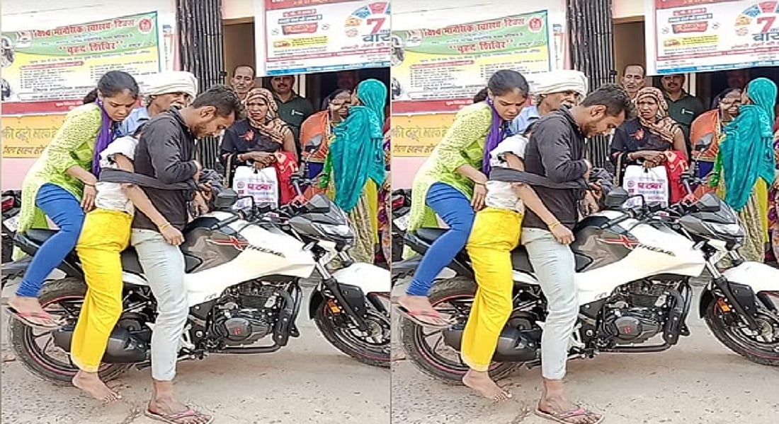 यूपी में स्वास्थ्य व्यवस्था की बदहाली देखिए! बहन का शव पीठ पर बांधा और बाइक से ले गया भाई, देखते रहे लोग