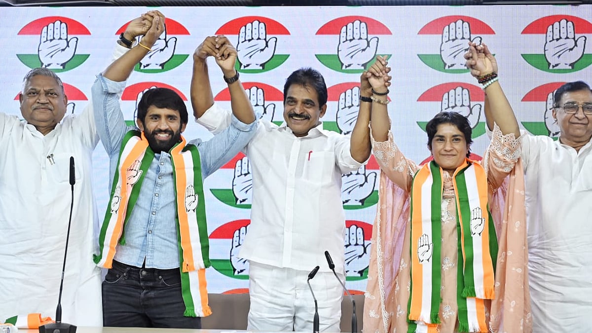 पहलवान विनेश फोगाट और बजरंग पूनिया कांग्रेस में हुए शामिल (फोटोः विपिन)