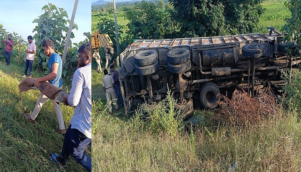 तेलंगाना में जंगली जानवरों को ले जा रहा ट्रक पलटा, हादसे के बाद दो मगरमच्छ भागे, वन विभाग ने पकड़ा