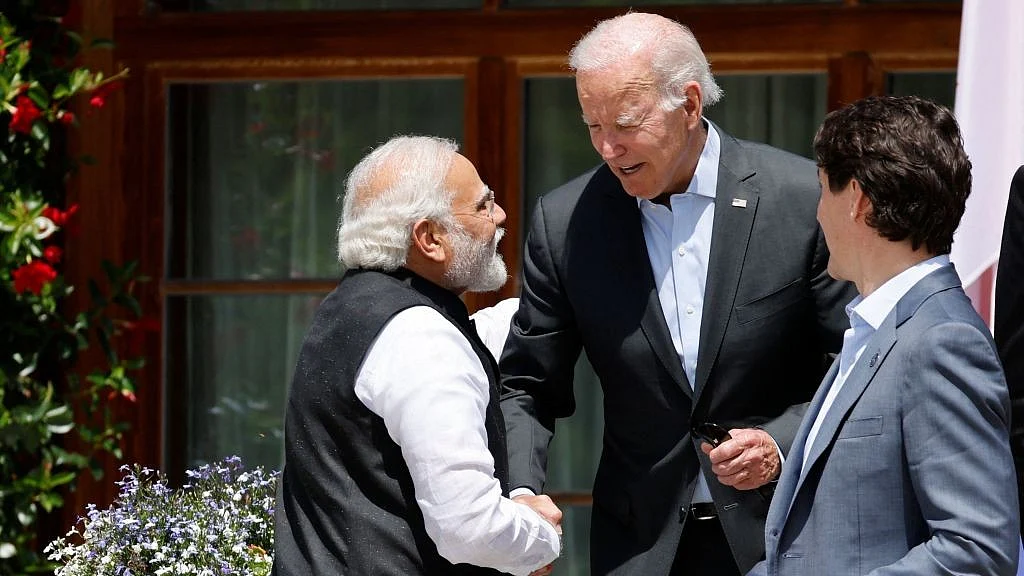 अमेरिकी राष्ट्रपति जो बाइडेन और कनाडा के जस्टिन ट्रूडो के साथ प्रधानमंत्री नरेंद्र मोदी (तस्वीर 2022 में जी-7 बैठक के दौरान की है) Getty Images