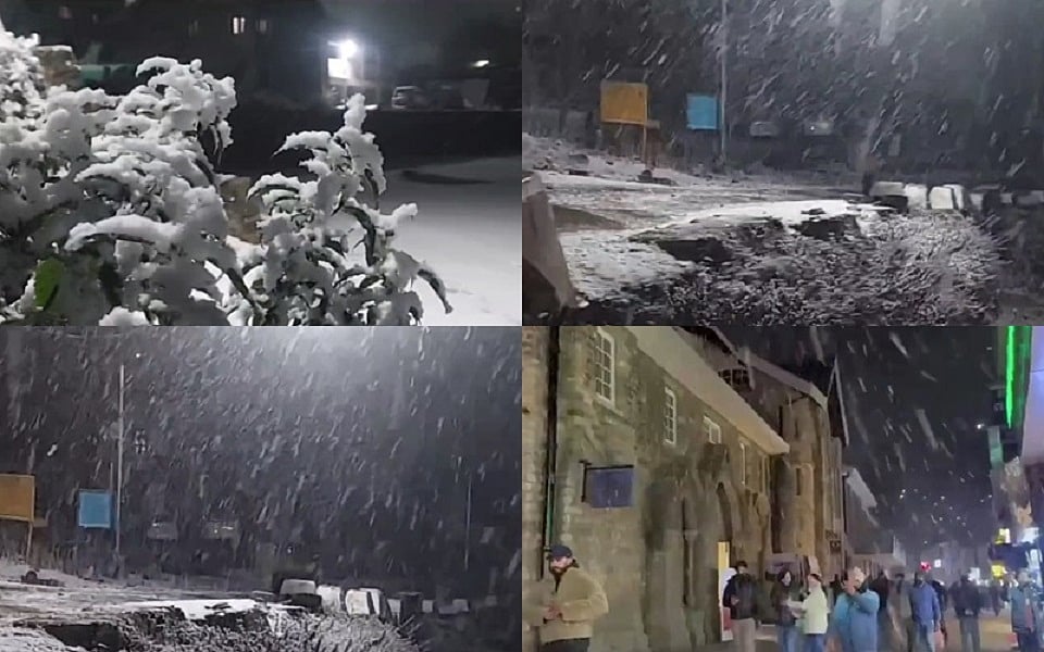 हिमाचल में सीजन की पहली बर्फबारी, सड़क पर बिछी सफेद चादर, शिमला और किन्नौर में लुढ़का पारा