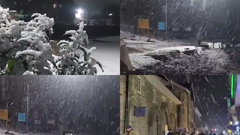 हिमाचल में सीजन की पहली बर्फबारी, सड़क पर बिछी सफेद चादर, शिमला और किन्नौर में लुढ़का पारा