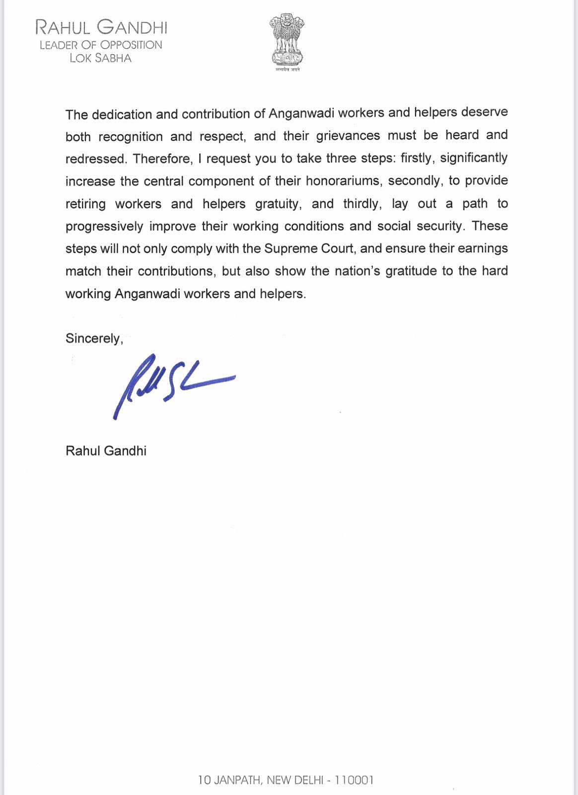 'आंगनबाड़ी कार्यकर्ताओं की शिकायतों का निवारण किया जाना चाहिए', राहुल गांधी की केंद्रीय मंत्री अन्नपूर्णा देवी को चिट्ठी