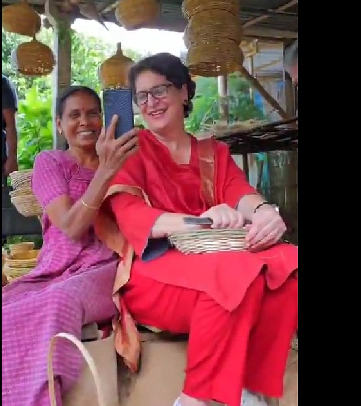 प्रियंका गांधी ने वायनाड की महिलाओं की मेहनत और कला को सराहा, बांस की टोकरी भी बनाई
