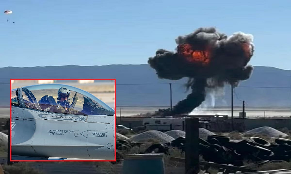 अमेरिका का घातक फाइटर जेट F-16 क्रैश, गिरते ही आग का गोला बना, सुरक्षित निकला पायलट