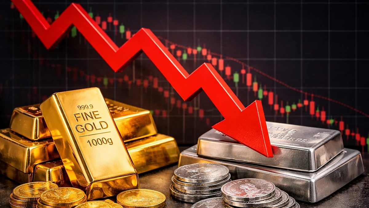 Gold-Silver की कीमतों में बड़ी गिरावट, हाई से ₹1.44 लाख सस्ती हुई चांदी, सोना भी फिसला