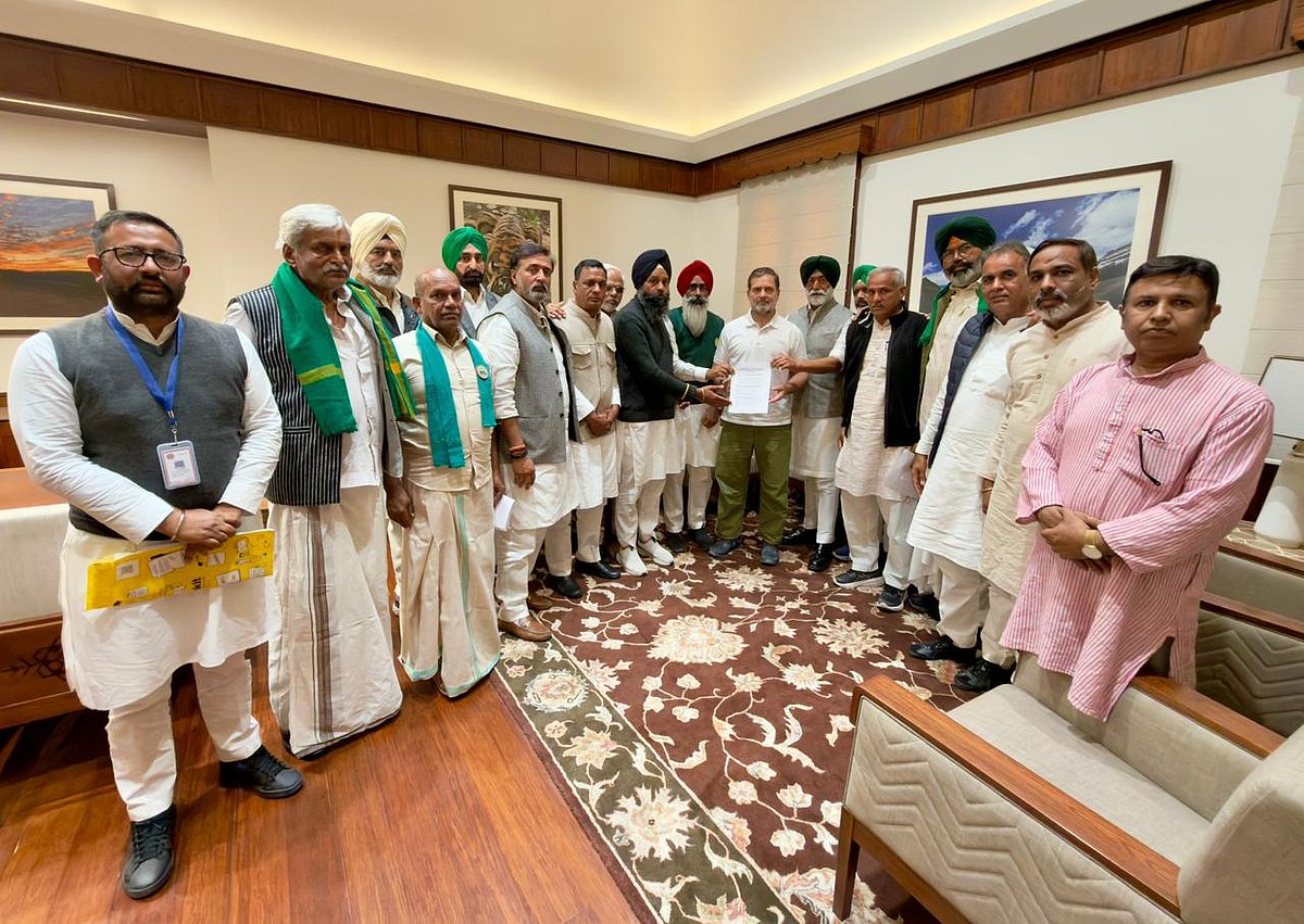 व्यापार समझौते के खिलाफ आंदोलन पर चर्चा, राहुल गांधी से संसद परिसर में मिले किसान संगठनों के नेता 