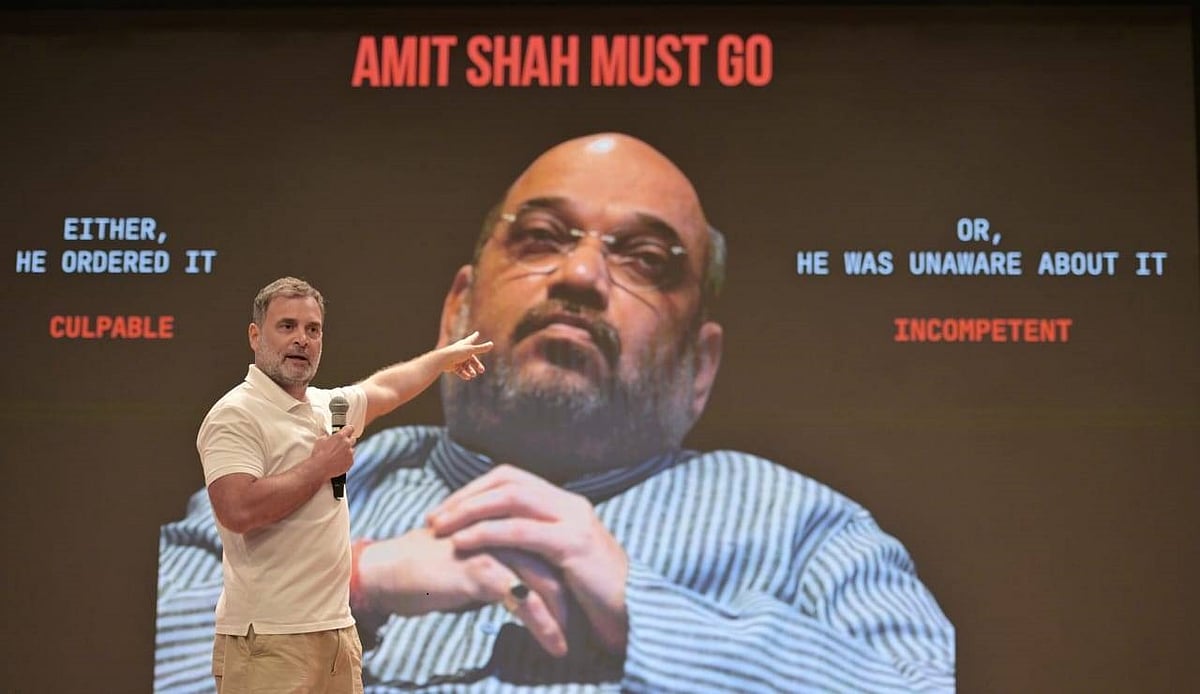 छात्रों पर पैलेट गन चलवाने के लिए अमित शाह दोषी, पता नहीं था तो अयोग्य, पद से हटाएं पीएम मोदीः राहुल गांधी (फोटोः विपिन)