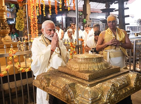 Prime Minister Narendra Modi offered prayers at Sree Krishna temple, Guruvayur on 17 January 2023.