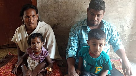 Veeravel with his wife Madhumathi and two children 