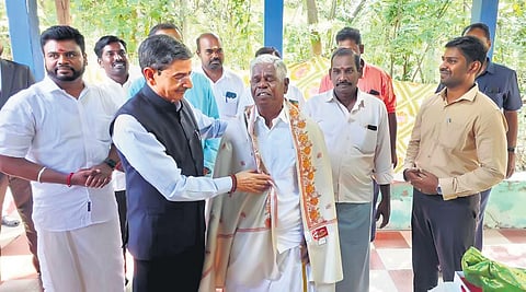 On Sunday, Ravi had met and honoured G Palanivel, a survivor of the Keezhvenmani massacre. 