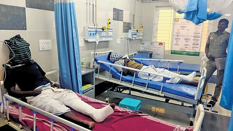 The two suspects who suffered fracture on their legs have been admitted to the Tiruppur Government Hospital for treatment 