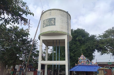 The overhead tank supplying potable water to Kurumbapalayam 